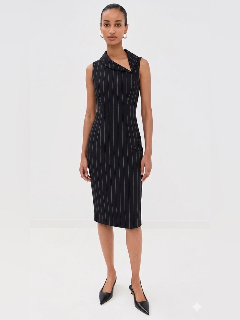 Black Halo Vince Pinstripe Sheath Dress Size 14